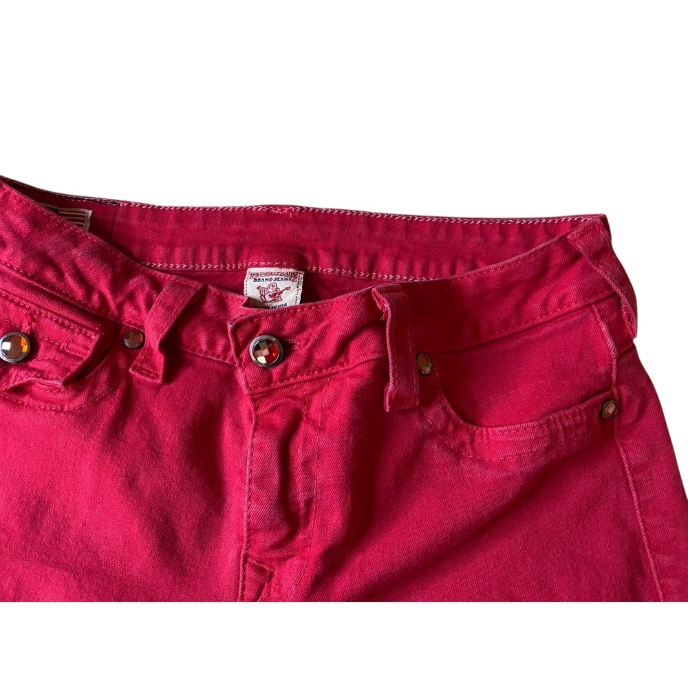 True Religion Serena Red Skinny Jeans Women's Size 31W 29L Studded Pockets - Picture 6 of 8